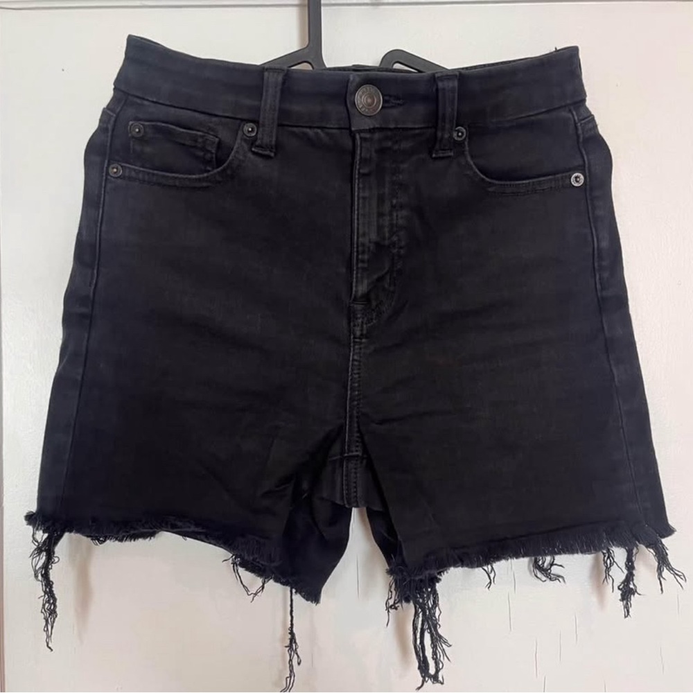 American Eagle Black Distressed Jean Shorts
